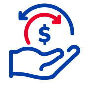 Icono de mano con un dolar